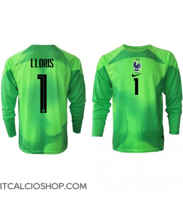 Francia Hugo Lloris #1 Portiere Seconda Maglia Mondiali 2022 Manica Lunga